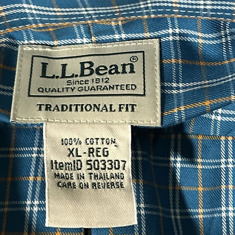 L.L.Bean XL Traditional Fit‎ Shirt Cotton Button Front Plaid Chest Pocket - Picture 5 of 8